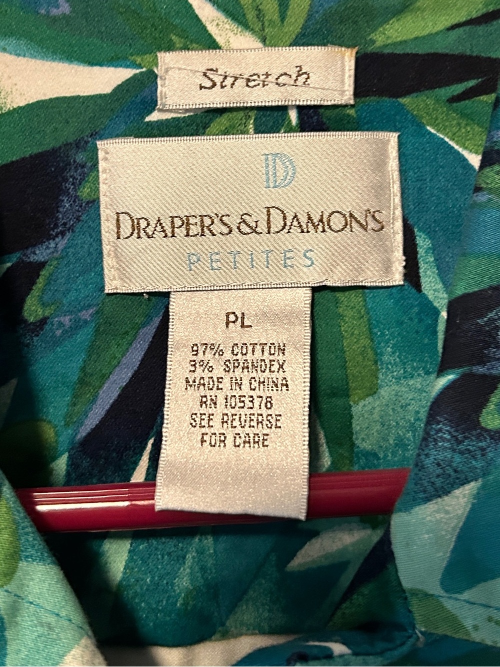 Draper & Damon Green Floral Print Women's Jacket Stretch LP - Picture 3 of 4